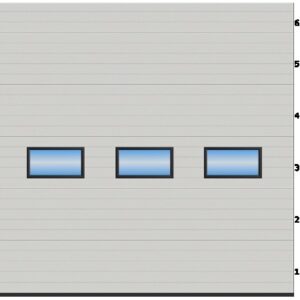 Industriport BxH 350x345cm med skinner for min. 20 cm fri overhøyde. RAL9002, 1 rad vinduer.